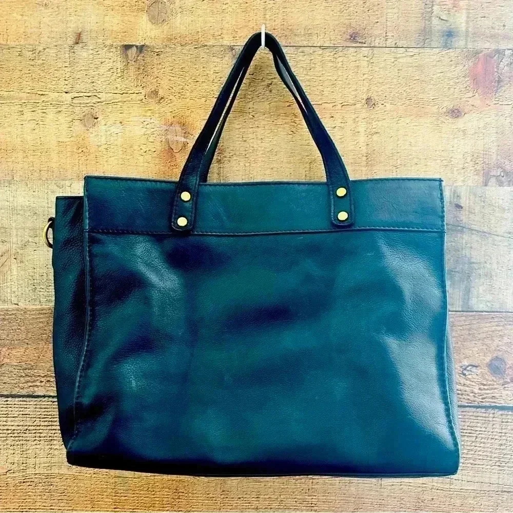Margot New York Black Casey Leather Crossbody Tote